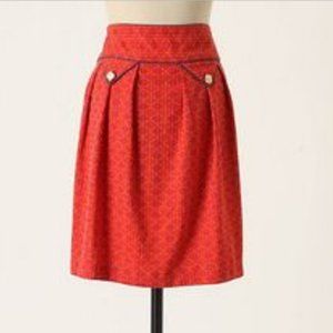 Anthropologie Madchen Red Textured Skirt